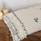 French Cottagecore Striped Cotton Bedding Set