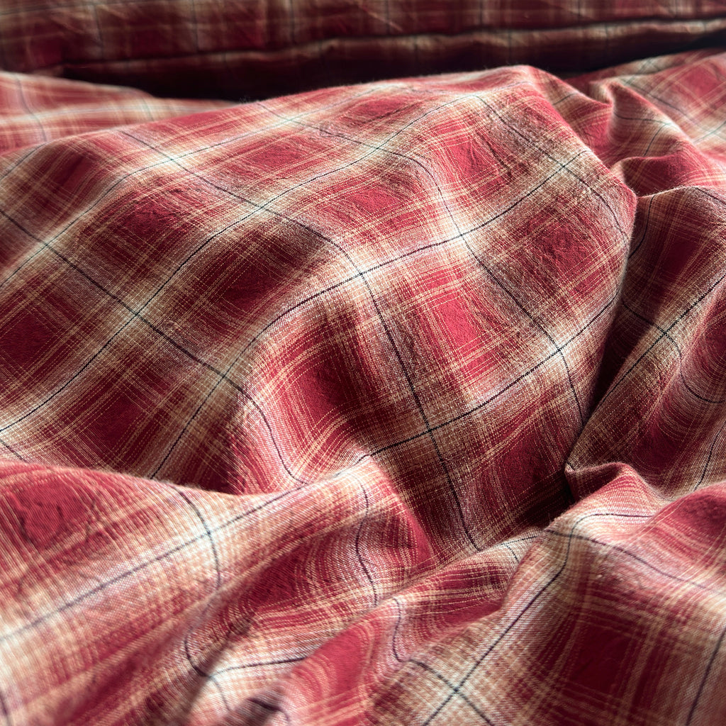 Vintage Red Plaid Washed Cotton Duvet Cover Set