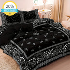 Black Paisley Mandala Boho Duvet Cover Set