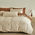 Cream Textured Washed Cotton Duvet Cover Set