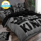 Grey & Black Pattern King Duvet Cover Set