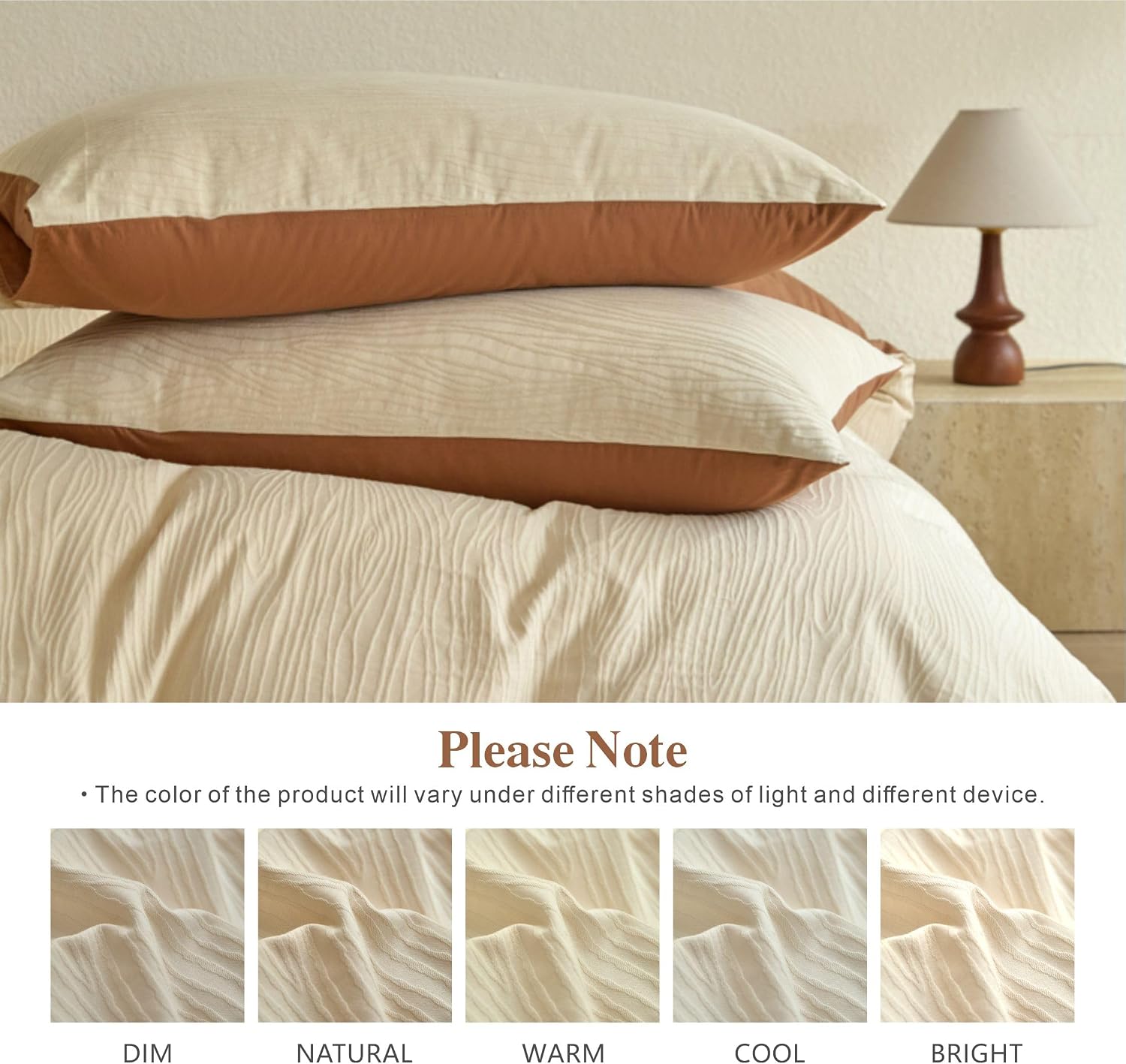 Cream Textured Washed Cotton Duvet Cover Set