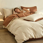 Cream Textured Washed Cotton Duvet Cover Set