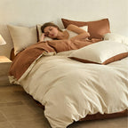 Cream Textured Washed Cotton Duvet Cover Set