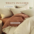 Cream Textured Washed Cotton Duvet Cover Set