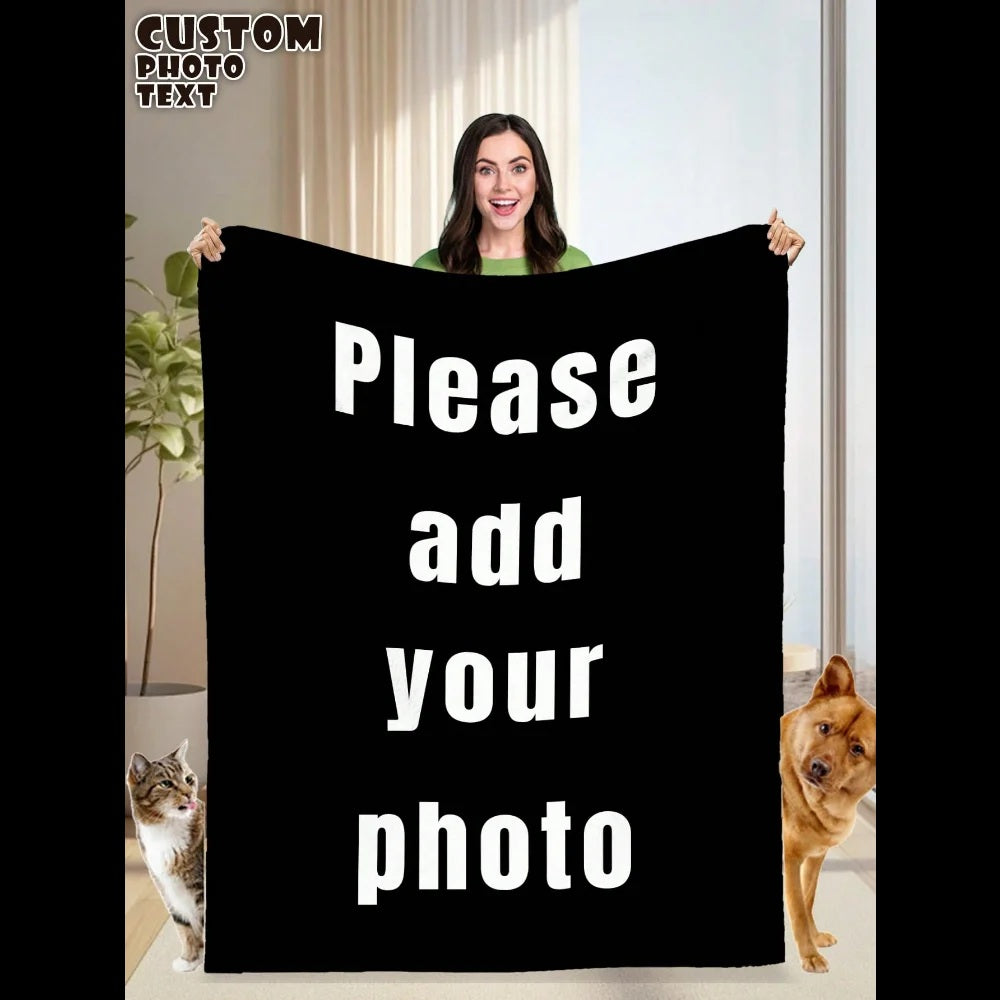 Personalized Custom Photo Flannel Blanket For Girls Boys Letter Monochrome Customized Baby Adult Name Blanket Birthday Gift