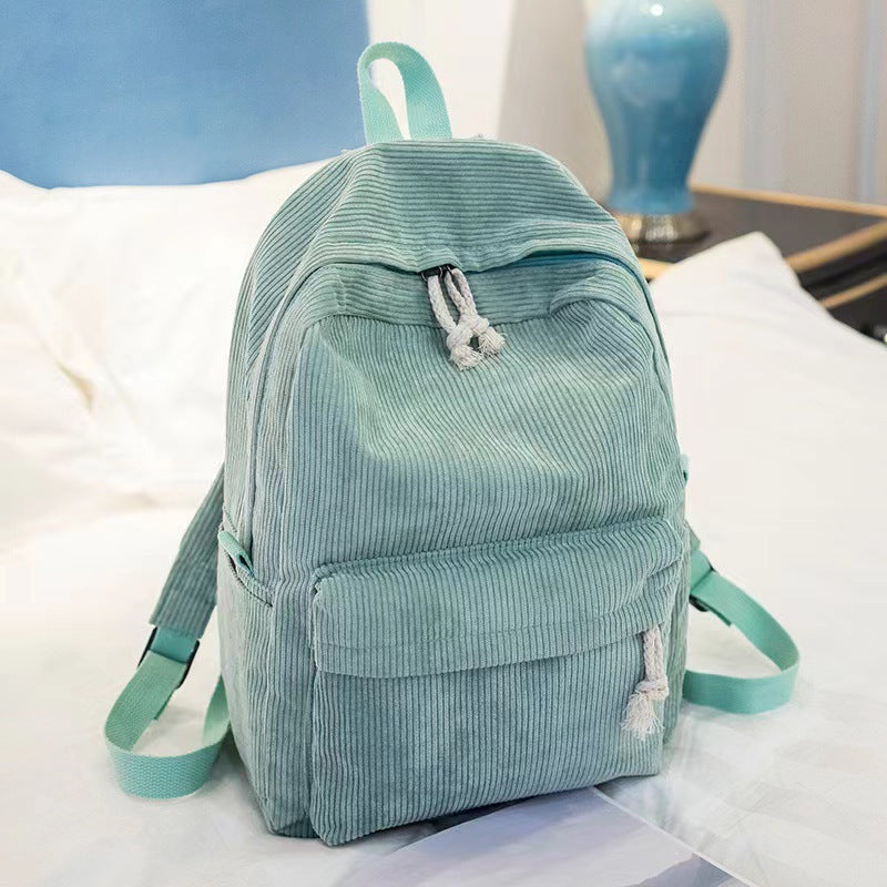 Custom Name School Bag: Personalized Corduroy Kids Backpack Set