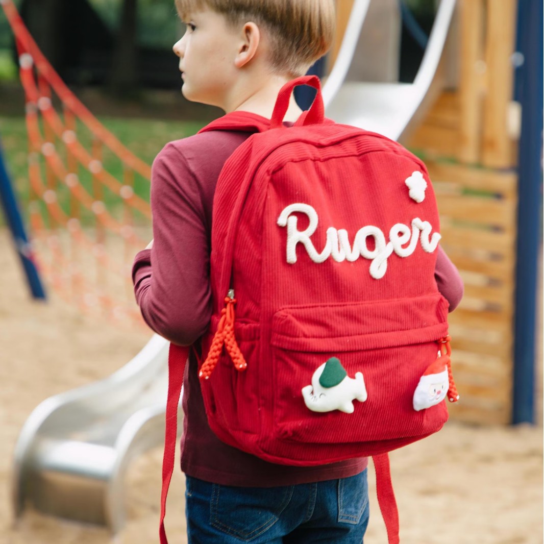 Personalized Kids Backpack, Corduroy Toddler Backpack, Custom Name Preschool Bag, Kindergarten School Backpack, Gift for Girls Boys
