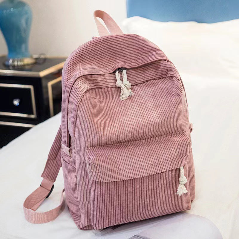 Custom Name School Bag: Personalized Corduroy Kids Backpack Set