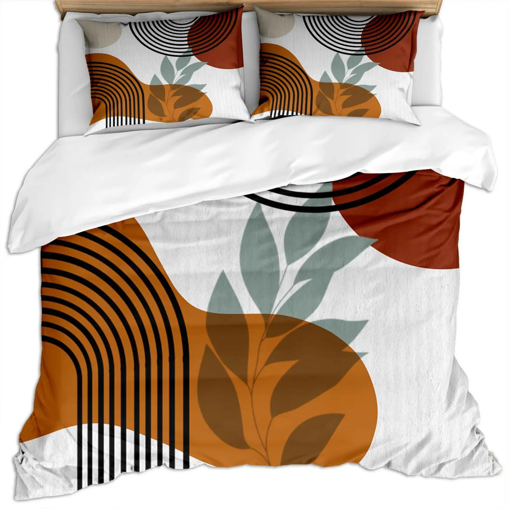 Mid Century Modern Duvet Cover Set King Abstract Geometric Balance Shapes Rainbow Sun Circles Boho Comforter Cover Bedding Sets