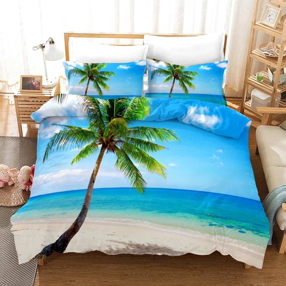 Tropical Island & Palm Tree Duvet Cover Set
