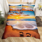 Beach Theme Duvet Cover Twin Queen Size Hawaiian Beach Ocean Bedding Set For Boys Girls Summer Holiday Vacation Comforter Cover