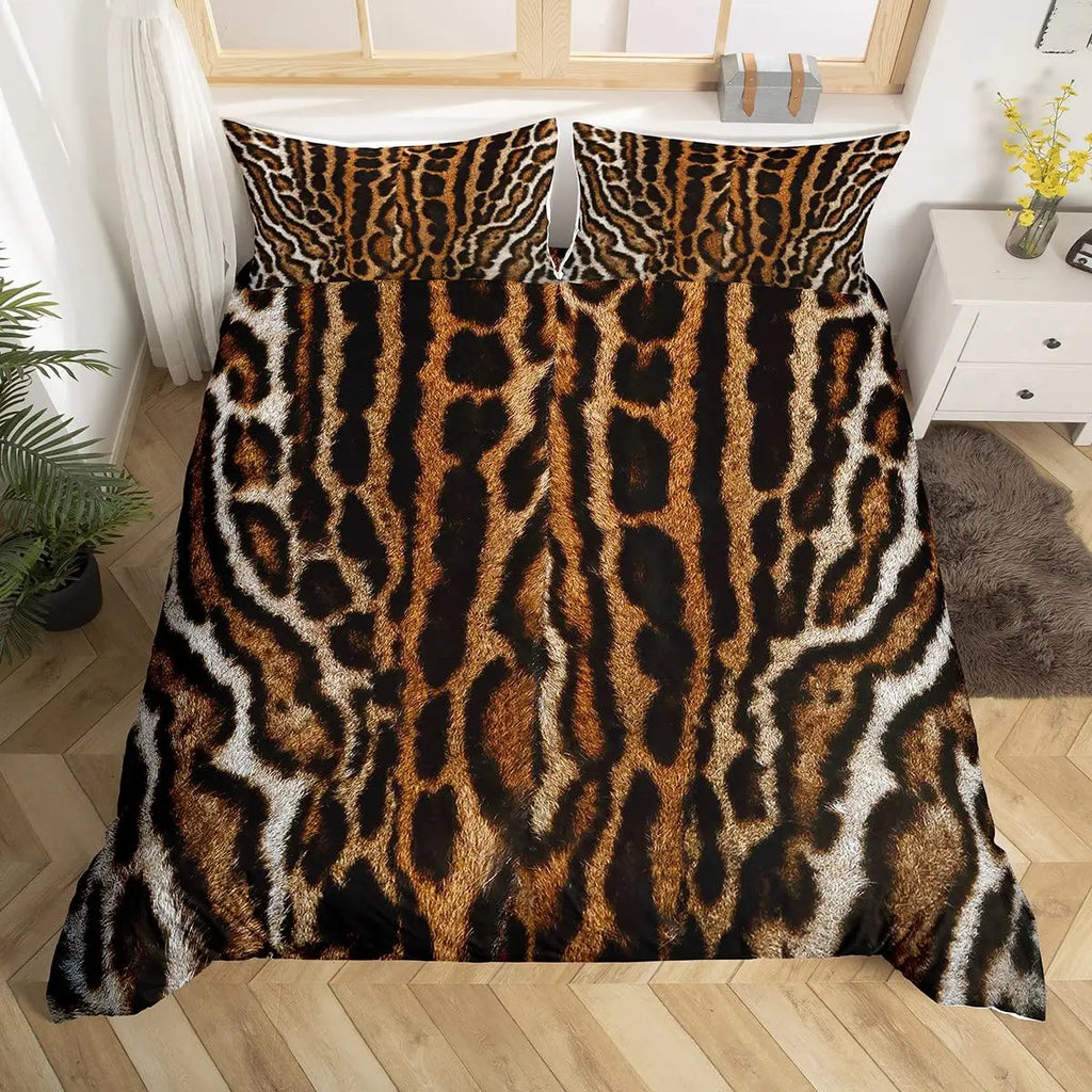Leopard Print Bedding Set Animal Skin Duvet Cover For Kids Teens Adult Quilt Cover Polyester Comforter Cover With Pillowcase