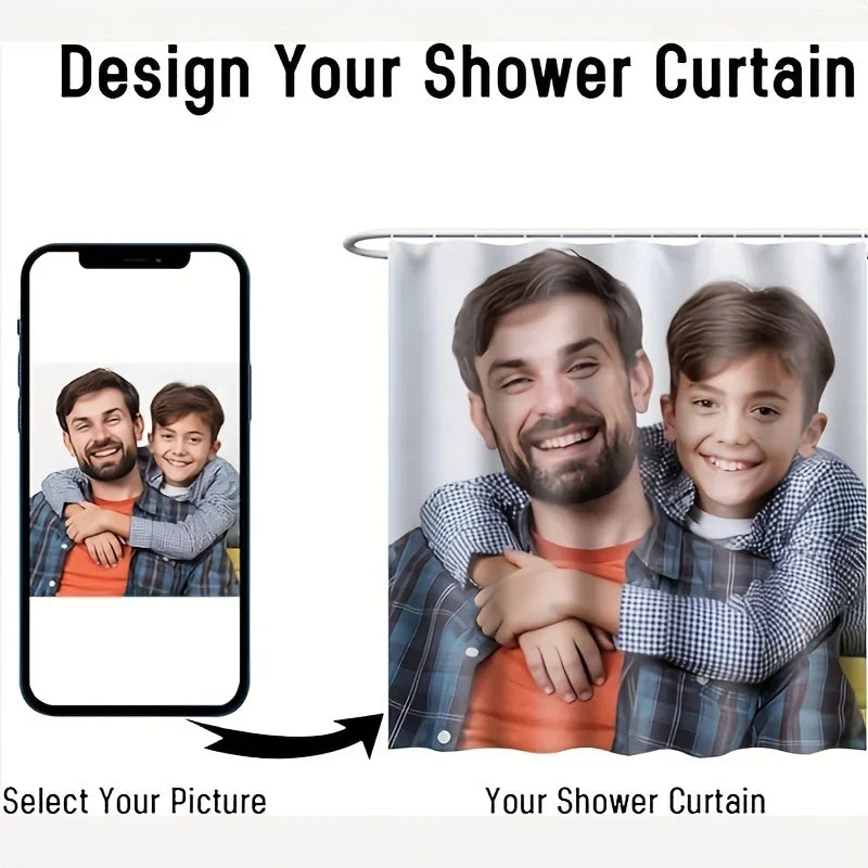 Custom Photo Waterproof Shower Curtain with Hooks