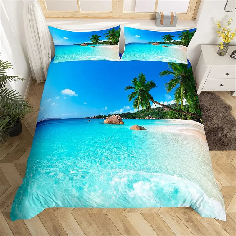 Tropical Island & Palm Tree Duvet Cover Set