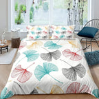 Ginkgo Leaf Duvet Cover Queen Natural Botanical Bedding Set Plants Rustic Farmhouse Comforter Cover Abstract Leaves Quilt Cover