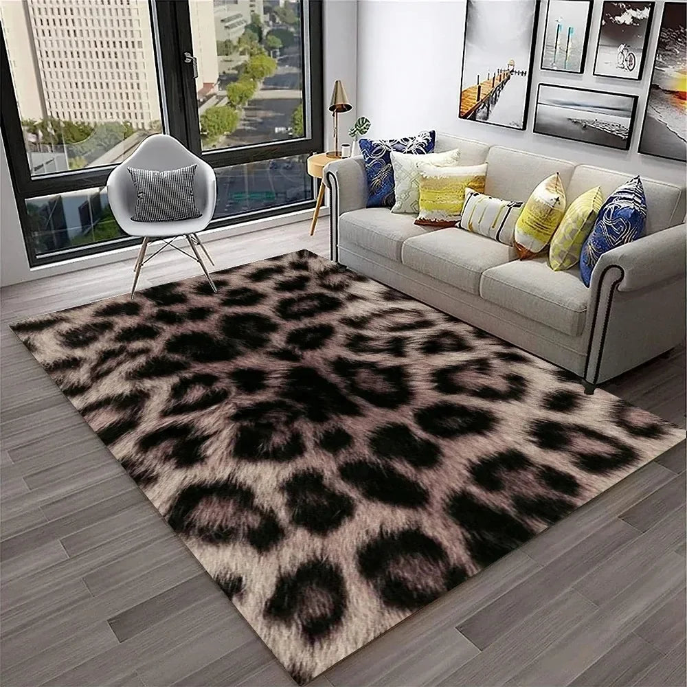 Leopard Print Area Rug for Bedroom & Living Room