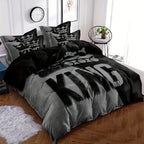 Grey & Black Pattern King Duvet Cover Set