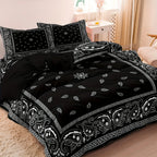 Black Paisley Mandala Boho Duvet Cover Set