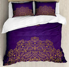 South Mandala Floral Duvet Cover Set,Vibrant Color Ornamental Illustration Bedding Set Bohemian Mandala Lotus Design Quilt Cover