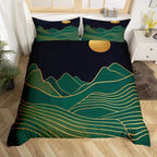 Medieval Boho Century Modern Duvet Cover Set Abstract Geometric Rainbow Sun Circles Comforter Cover Microfiber Soft Bedding Set