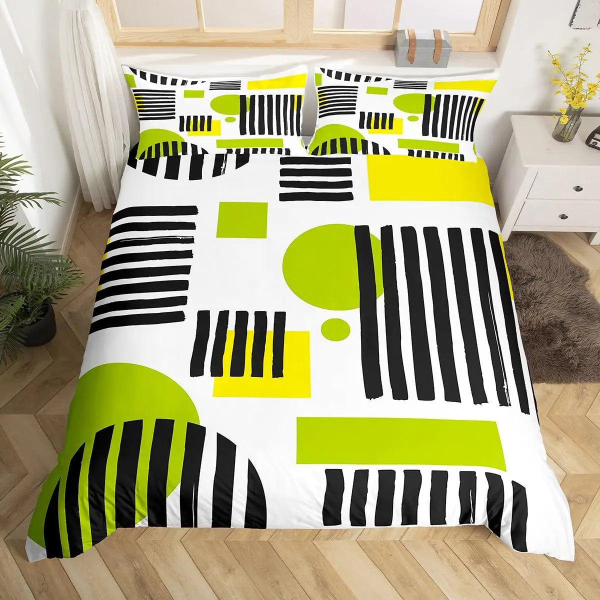 Rainbow Stripes Duvet Cover King Queen Visual Abstraction Bedding Set Optical Illusion Comforter Cover Geometric Quilt Cover