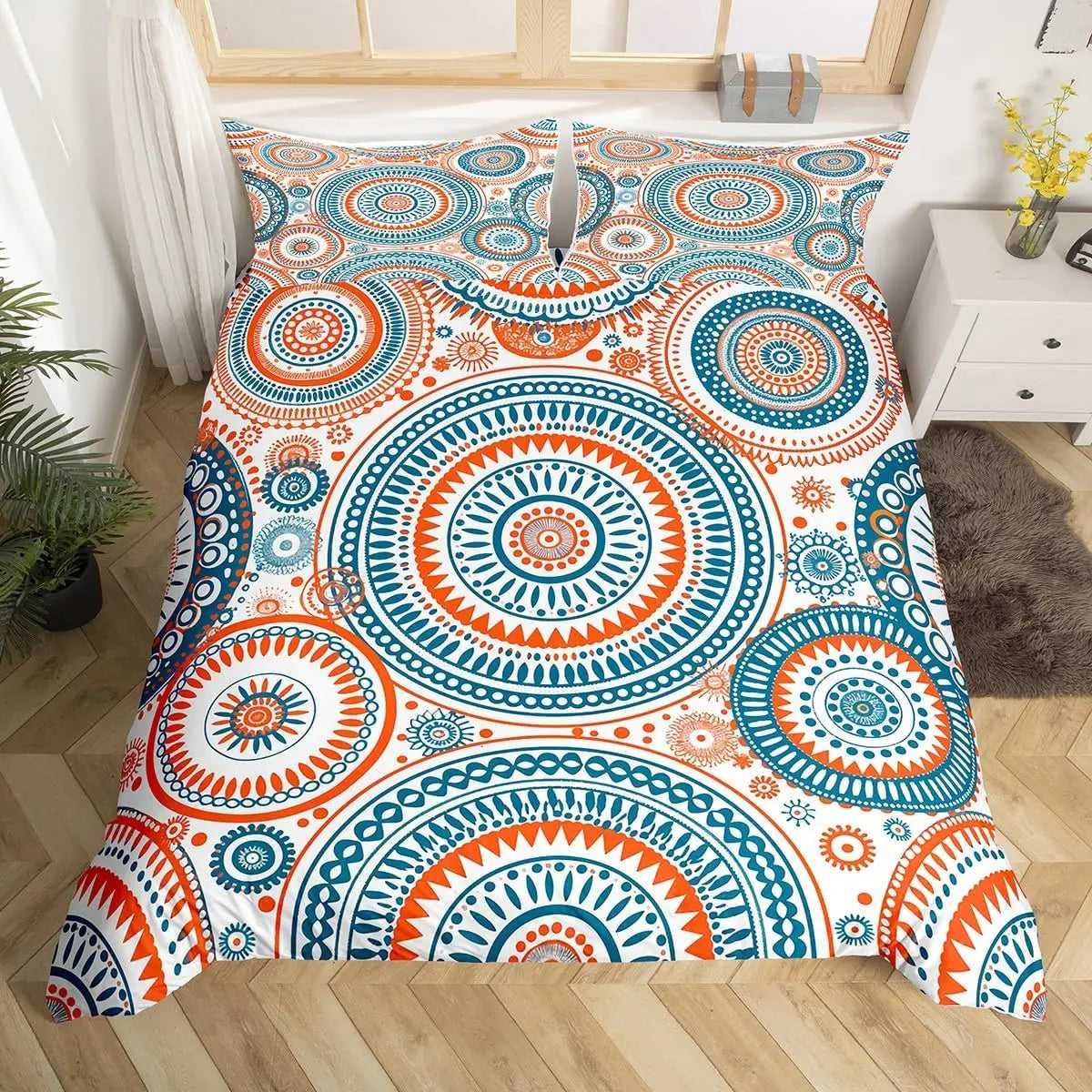 Bohemian Floral Duvet Cover Paisley Mandala Comforter Cover Microfiber Geometry Aztec Mexican Style Bedding Set Twin Queen Size