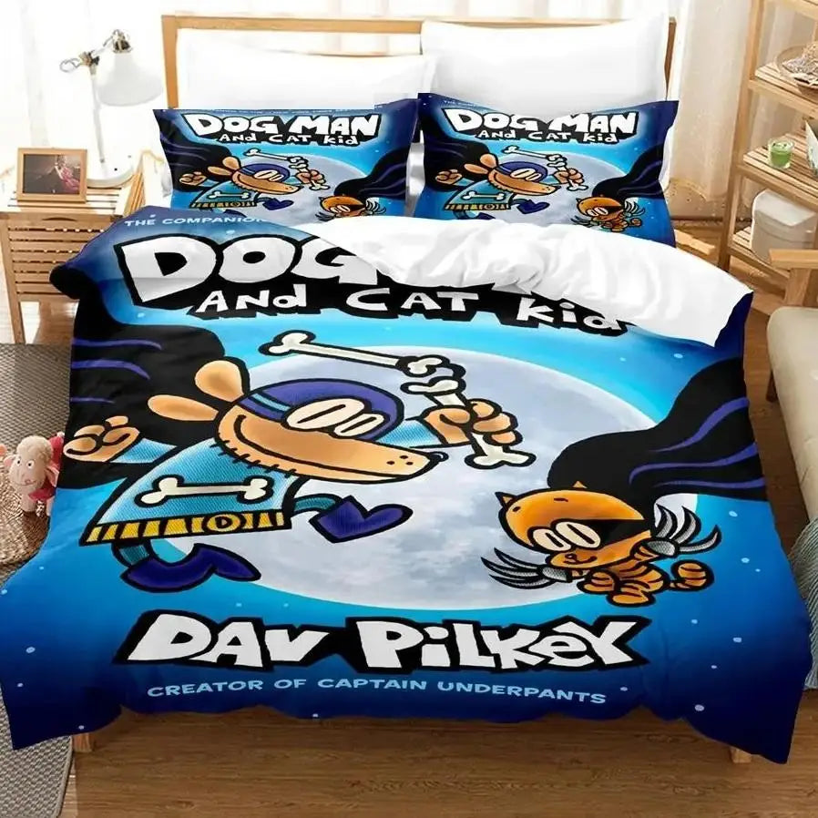 Cartoon Dog & Hero Kids Duvet Cover Set