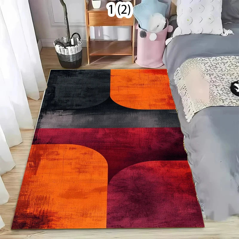 Minimalist Area Rug Abstract Geometric Print Soft Non-Slip Washable Carpet Retro Modern Wave Floor Mat for Living Room Entryway