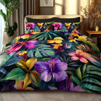 Floral & Leaf Digital Print Duvet Cover Set
