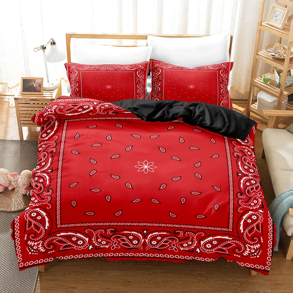 Black Paisley Mandala Boho Duvet Cover Set