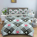 TOP Stripe Geometric Bedding Set Breathable Duvet Cover With Pillowcase Adults Queen King Size Quilt Cover Home Textiles