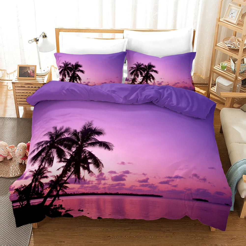 Tropical Island & Palm Tree Duvet Cover Set
