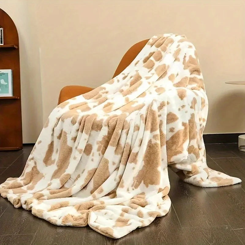 Soft Cow Print Flannel Throw Blanket