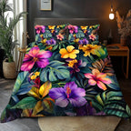 Floral & Leaf Digital Print Duvet Cover Set