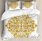 South Mandala Floral Duvet Cover Set,Vibrant Color Ornamental Illustration Bedding Set Bohemian Mandala Lotus Design Quilt Cover