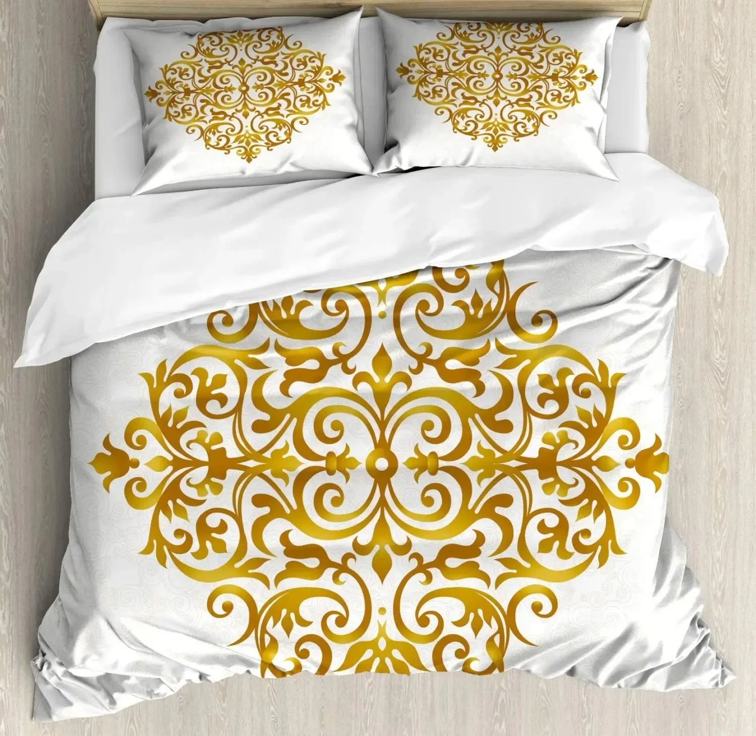 South Mandala Floral Duvet Cover Set,Vibrant Color Ornamental Illustration Bedding Set Bohemian Mandala Lotus Design Quilt Cover