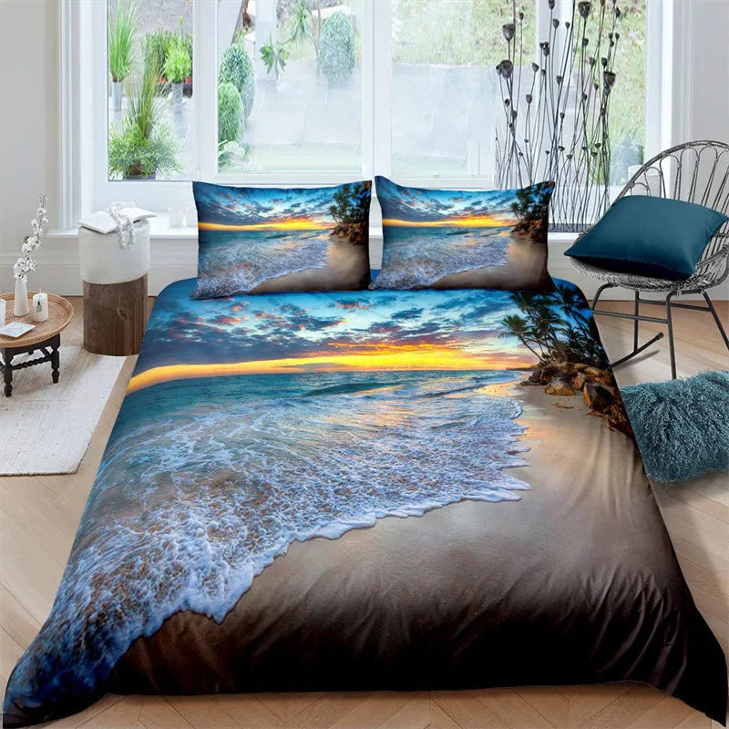 Tropical Island & Palm Tree Duvet Cover Set
