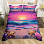 Beach Theme Duvet Cover Twin Queen Size Hawaiian Beach Ocean Bedding Set For Boys Girls Summer Holiday Vacation Comforter Cover