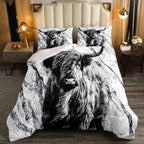 Brown Cow Print Comforter Set Queen King Size, Farmhouse Cow Print Bedding Set With 1/2 Matching Pillowcases Bedroom Decoration