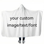 Customizable Casual Hooded Cloak, Flannel Lamb Wool, Polyester Custom-made Pictures Striped Plaid Solid Color Fonts Wholesale