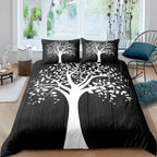 Sun and Moon Duvet Cover Black and White Bedding Soft Tree of Life All Galaxy Stars Mandala Tribal Quilt Cover Decor for Women