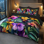 Floral & Leaf Digital Print Duvet Cover Set