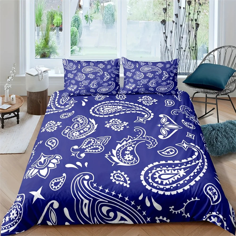Black Paisley Mandala Boho Duvet Cover Set