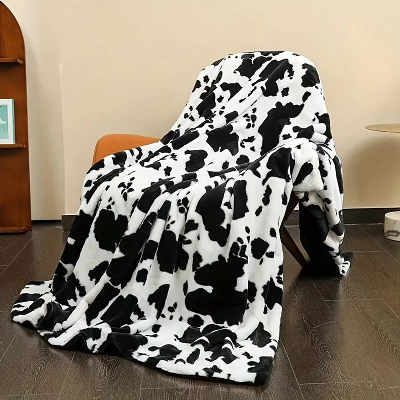 Soft Cow Print Flannel Throw Blanket