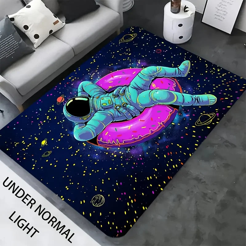 Neon Astronaut Non-Slip Area Rug
