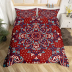 Bohemian Floral Duvet Cover Paisley Mandala Comforter Cover Microfiber Geometry Aztec Mexican Style Bedding Set Twin Queen Size