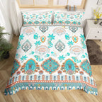 Bohemian Floral Duvet Cover Paisley Mandala Comforter Cover Microfiber Geometry Aztec Mexican Style Bedding Set Twin Queen Size