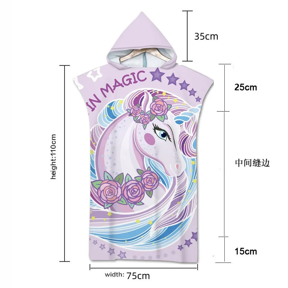 Customization Photo Beach Towels Bath Towels Quick Dry Hooded Cloak Adult Kids Poncho Parent-Child Bathrobe for Swimming Surf