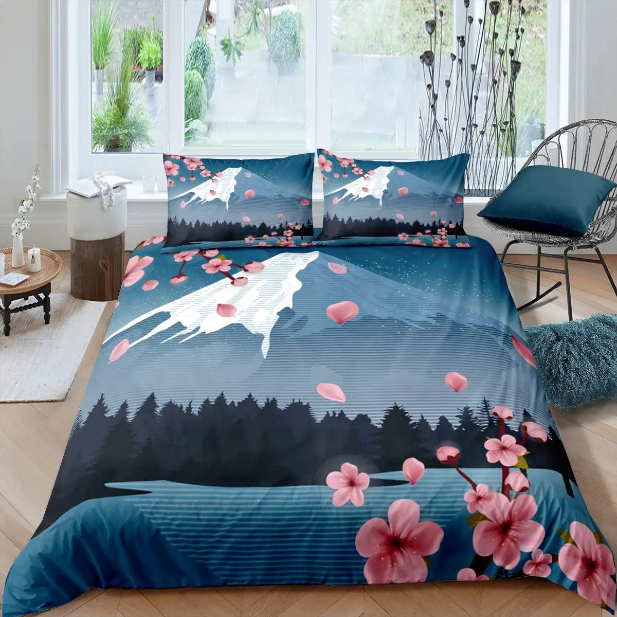 Mount Fuji & Cherry Blossom Duvet Cover Set